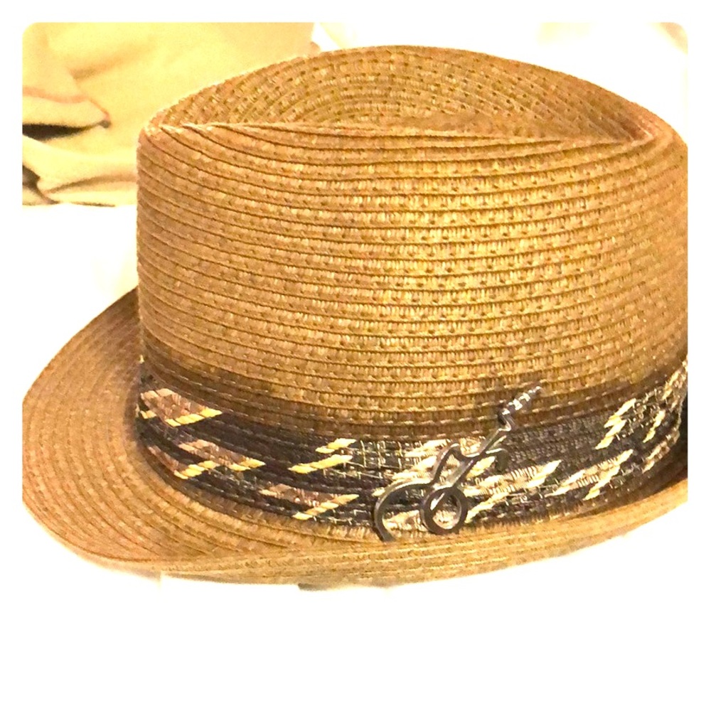 Men’s Carlos Brown Fedora Guitar Emblem Size M